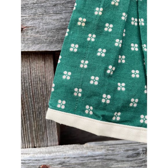 Vintage Pair 1960s Green/Beige Dot Pleated Curtain Valance Cotton - Picture 5 of 16